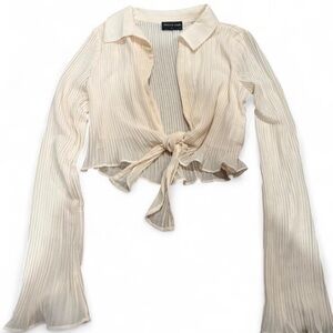 White Fox Cream Tie-Front Top